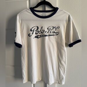 Polo by Ralph Lauren cream logo Tee with Navy Accents